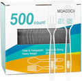 500 Count Plastic Silverware, Heavy Weight Plastic Forks Spoons Disposable by MOACOCK