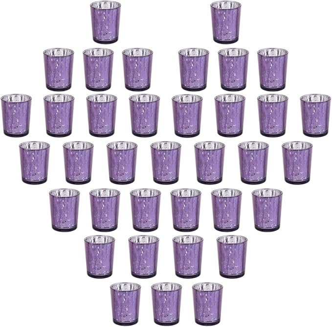 Purple Mercury Glass Tea Light Holders Set of 36 by BTGLLAS