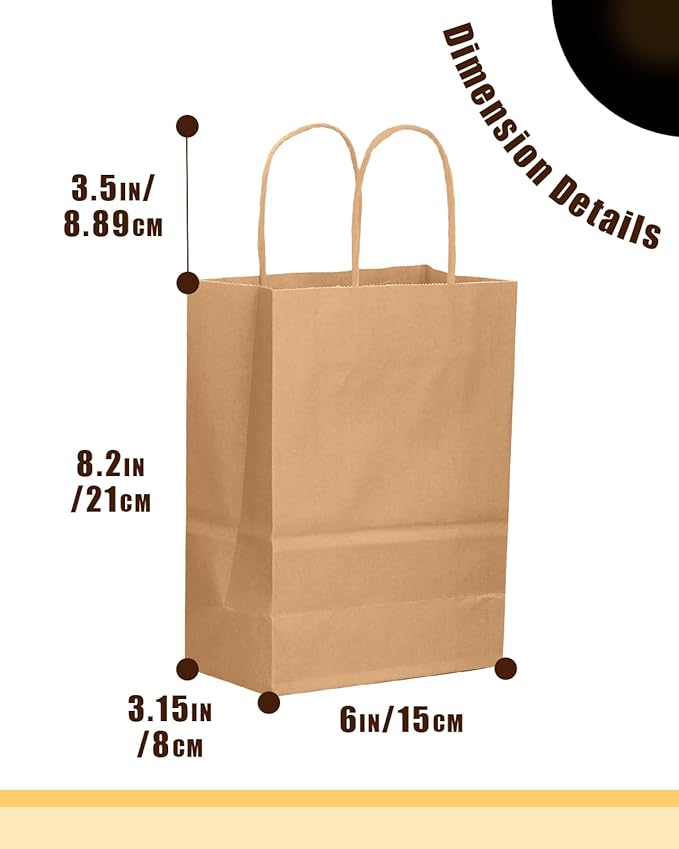 qiqee 100-Packs Brown Paper Gift Bags - Image 4