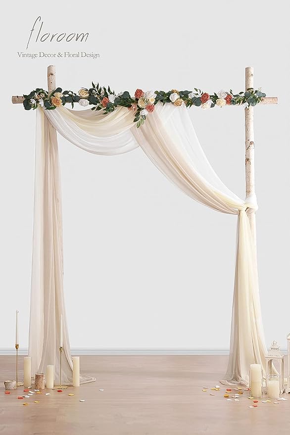 Floroom Wedding Arch Draping Fabric 3 Panels 20Ft Chiffon Fabric Drapes Arbor - Image 3