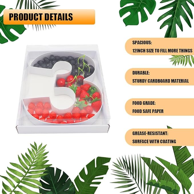 12" Fillable Cardboard Number Charcuterie Gift Cupcake Box - Image 3