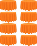 8 Pack Orange Round Tablecloth 120 Inch Stain and Wrinkle Resistant Round by Heneger