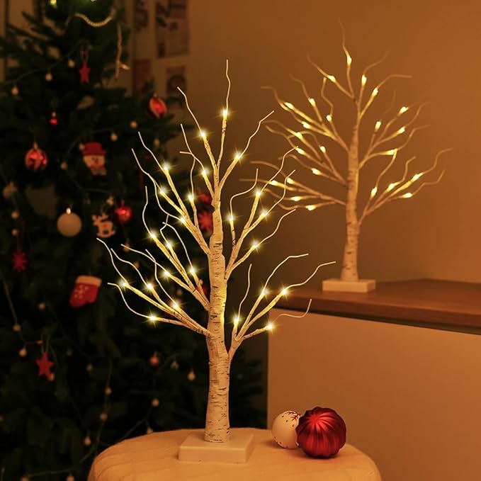 2FT Lighted Birch Tree, Christmas Decorations by VeriNatural
