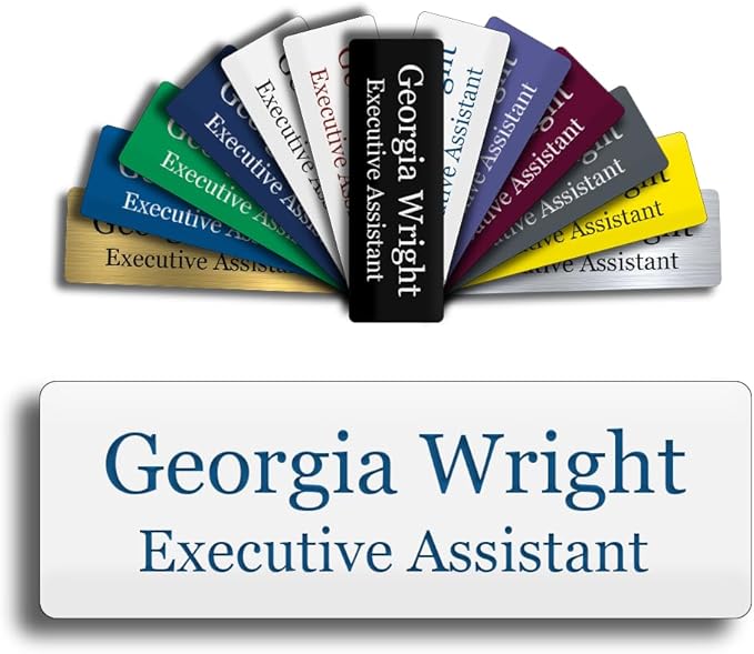 Custom Engraved Name Tag 1" x 3" Personalized Badge Magnetic or Pin Backing by GemAwards