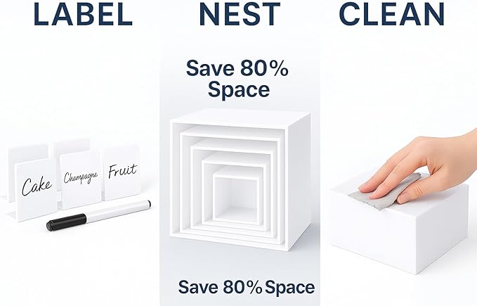 Buffet Risers 4-Pack – White Acrylic Cube Display Stands, Seamless Thick - Image 8