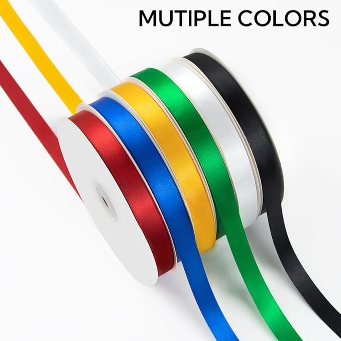 5/8 Inch 100 Yards Satin Ribbon Yellow, Solid Color Fabric Ribbon - Image 7