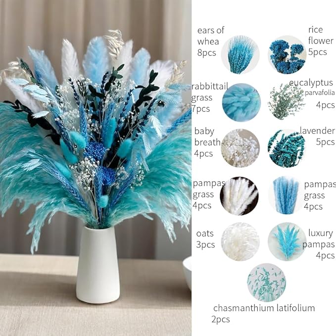 Blue Dried Flowers Bouquet - Image 7