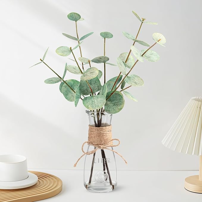 Artificial Eucalyptus Stems in Glass Vase by WOHSEROM