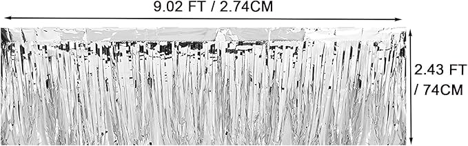 4 Pack Metallic Foil Fringe Tinsel Table Skirts, 29x108 Inch Party Disposable - Image 2