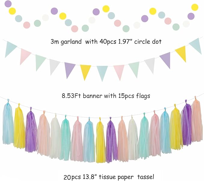 Pastel Rainbow Pink Purple Yellow Peach Party-Decorations - Image 3