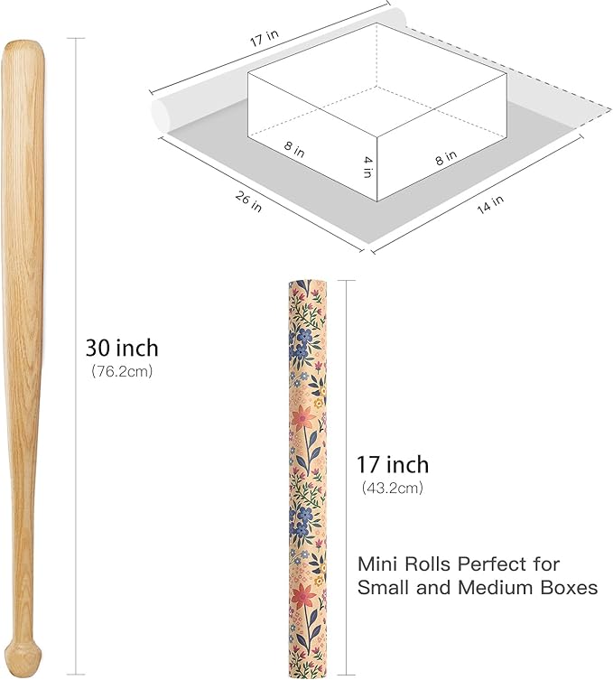 RUSPEPA Kraft Floral Wrapping Paper Roll - Image 7