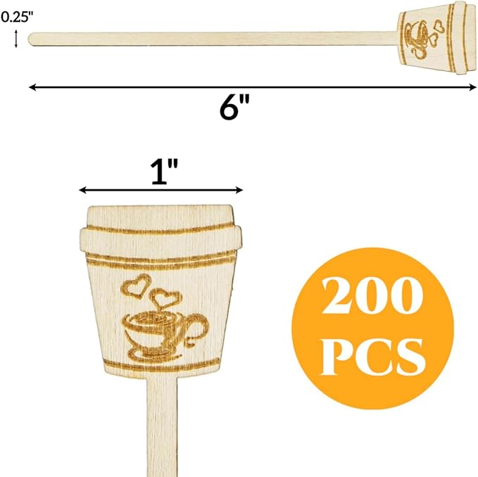 200 Pieces Wooden Coffee Stirrers, 6 inch Disposable Coffee Stir Sticks - Image 2
