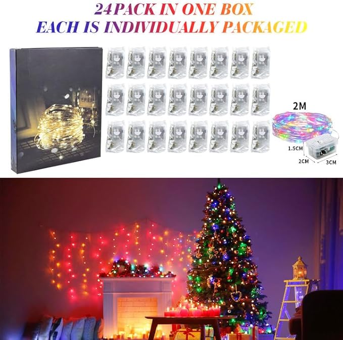 ZGWJ 24 Pack Fairy Lights Battery Operated, 7ft 20 Mini LED Fairy String Lights - Image 6