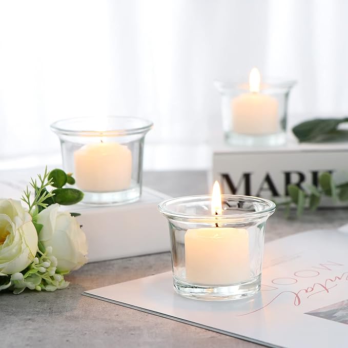 Letine Tealight Candle Holder Set of 12- Clear Glass Votive Candle Holders Bulk - Image 5