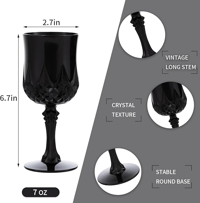 JLYLOL Plastic Vintage Wine Glasses 7OZ Plastic Goblets Vintage Drinking - Image 3