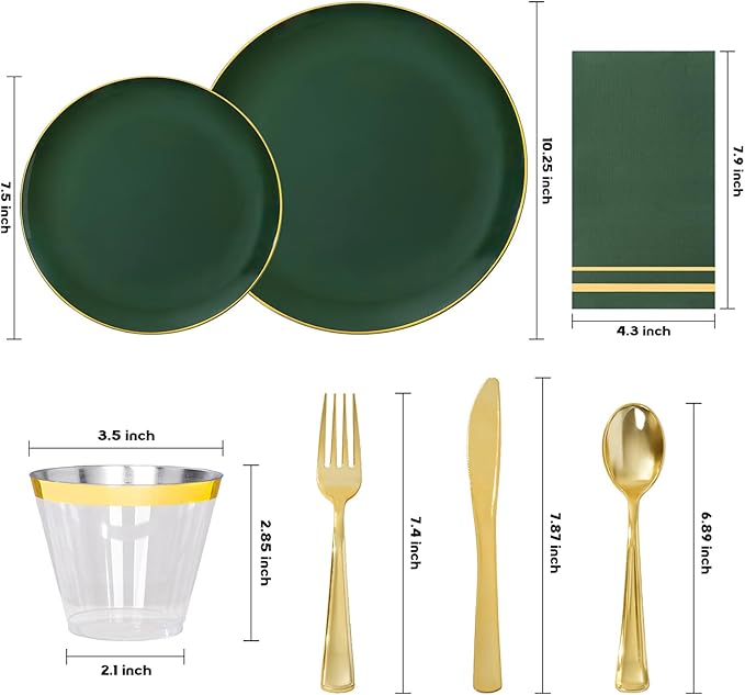 NOCCUR 350PCS Green Plastic Plates - Image 2