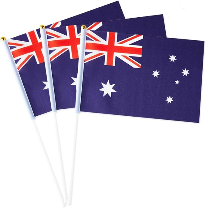 Australia Flag Australian Flag, Small Mini Handheld Australia Flags on Stick by Mflagperft