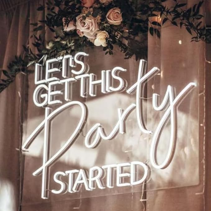 Let's Get This Party Started LED Neon Sign, Fall Home Bedroom Decor Neon Light by BELISAMA