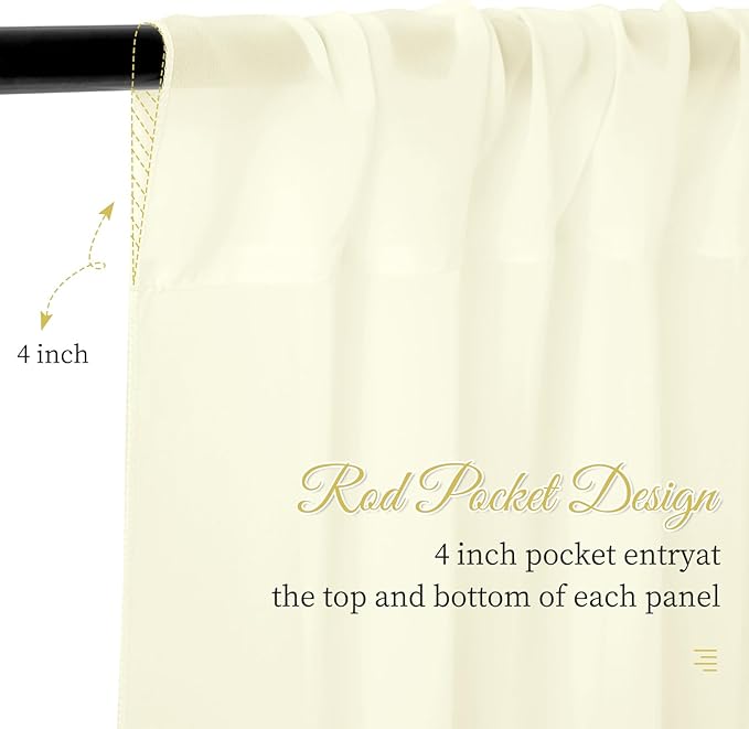 fani 6 Panels Ivory Wedding Ceiling Drapes 5ftx30ft Ceiling Drapes Chiffon - Image 7