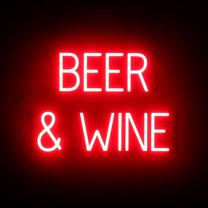 SpellBrite BEER & WINE Sign | Beer-Related Sign by SpellBrite