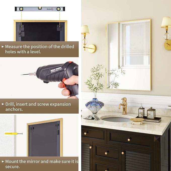 BEAUTYPEAK Wall Mirror 26" x 38" Rectangle Mirror - Image 5