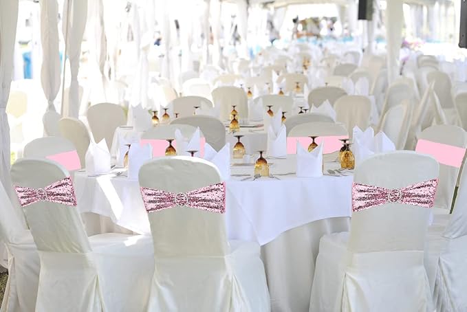 10 Pcs Chair Sashes Sequin Stretch Chair Bands Spandex Polyester Bows - Image 5