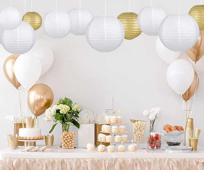 12Pcs Round Paper Lanterns Assorted Sizes - Image 5