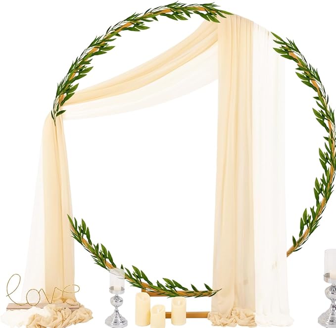Socomi Wedding Arch Draping Fabric 29" x 20Ft 2 Panels Champagne and Cream - Image 5