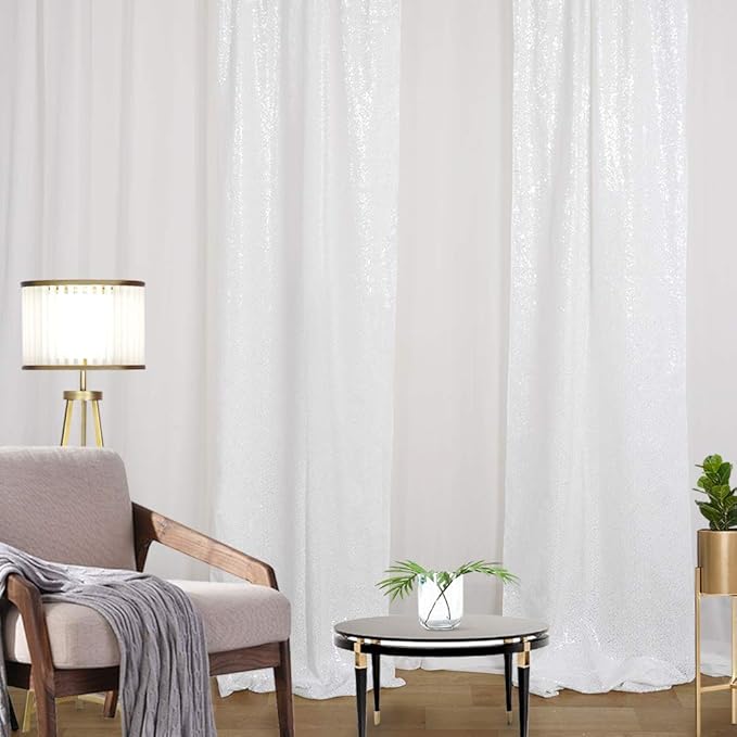 White Sequin Backdrop Curtain 4 Pack 2ft x 8ft Backdrop Birthday Party Backdrop - Image 8
