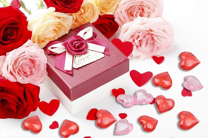 220 Pieces Red Acrylic Heart Flat Back Heart Gems - Image 5