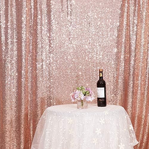 Eternal Beauty Rose Gold Sequin Backdrop, 6x6 Ft Glitter Background Curtains - Image 4