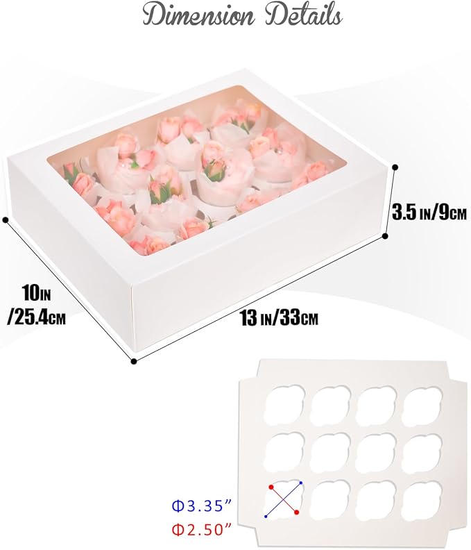 Bakepacker Auto-pop up 12 Cupcake Containers 6-Packs White Cupcakes Carrier - Image 5