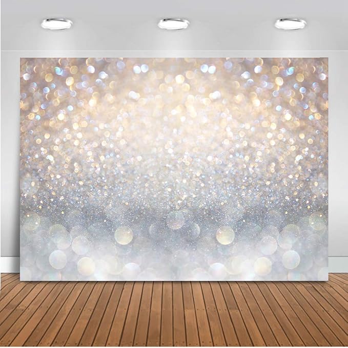 Bokeh Photography Backdrop Blue Grey Spots Sparkle Background Weeding Baby by Mocsicka