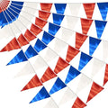 20M/65FT White Blue Red Triangle Pennant Banner Flag Metallic Fabric Bunting by raqieden