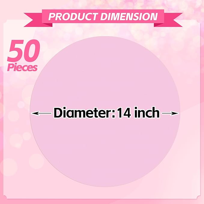 50 Pieces Pink Paper Place Mats Light Pink Round Disposable Table Mats - Image 2