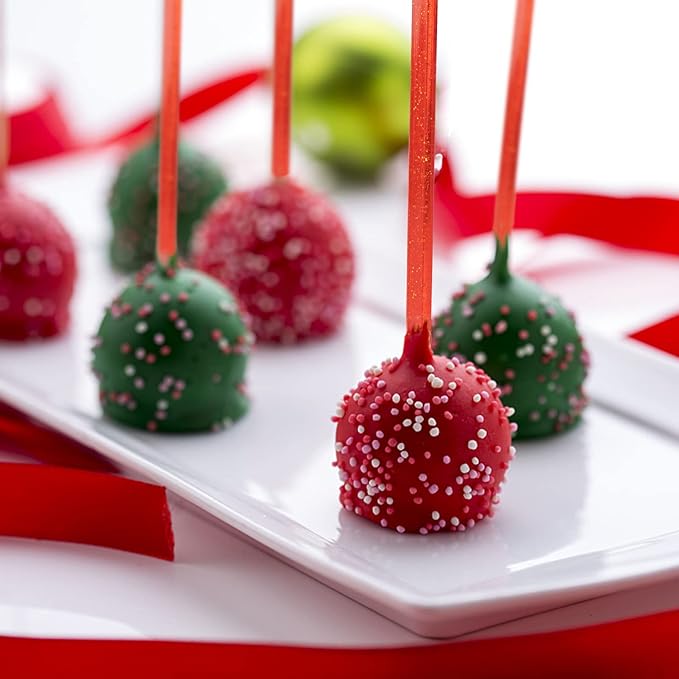 100-PCS Christmas Green and Red Glitter Plastic Swizzle Sticks, Crystal Cake - Image 7