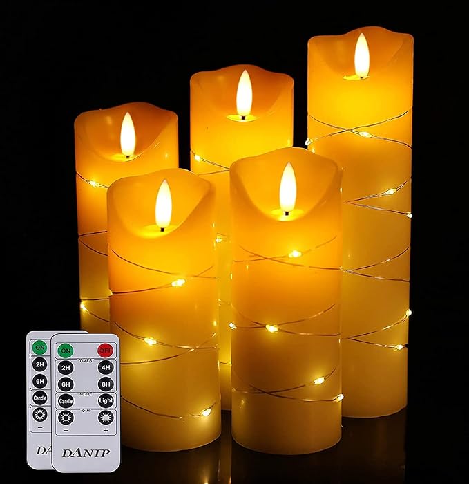 LED flameless Candle, with Embedded Starlight String, （ danip)5-Piece LED Candle - Image 3