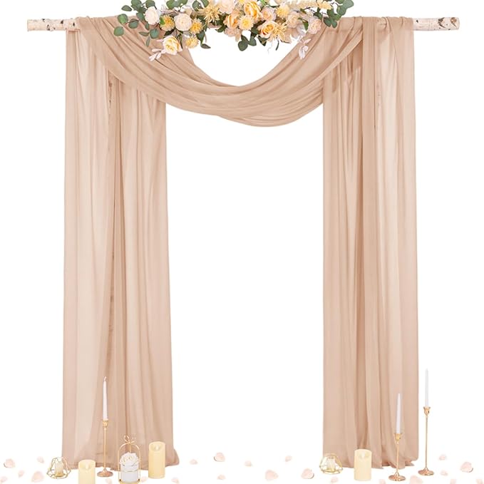 Socomi Wedding Arch Draping Fabric 29" x 20Ft 1 Panel Nude Sheer Outdoor by Socomi