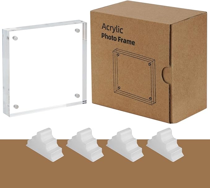 4x4 Acrylic Picture Frames, 20mm Thick Clear Frameless Magnetic Photo Frames - Image 5