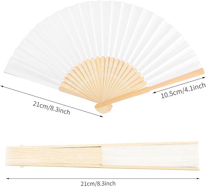 URATOT 36 Pieces Multicolor Folding Fans Silk Bamboo Folding Fans Handheld Fan - Image 2