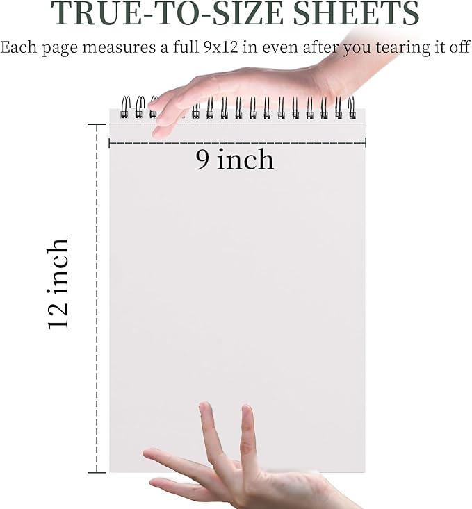 SuFly 9"x12" Drawing Paper, 100 Sheets Each, Top Spiral Sketch Pad, 68lb/100gsm - Image 3