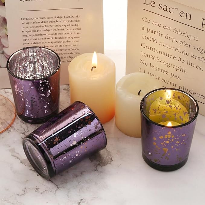 Purple Mercury Glass Tea Light Holders Set of 36 - Image 6