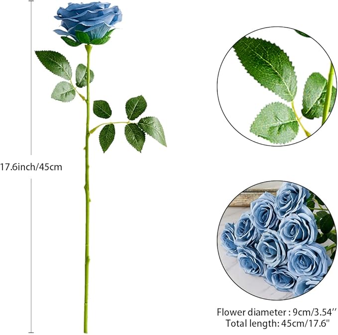 Artificial Rose 10pcs Open Flower Bouquet Faux Rose Stems - Image 4