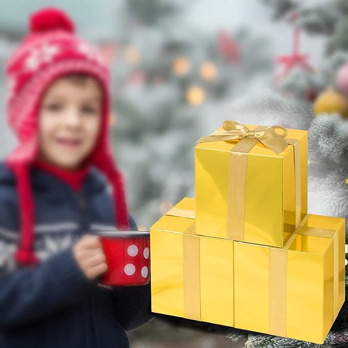 COTOPHER Small Gift Boxes 25 Pack 6x6x6 inches Gold Gift Boxes - Image 3