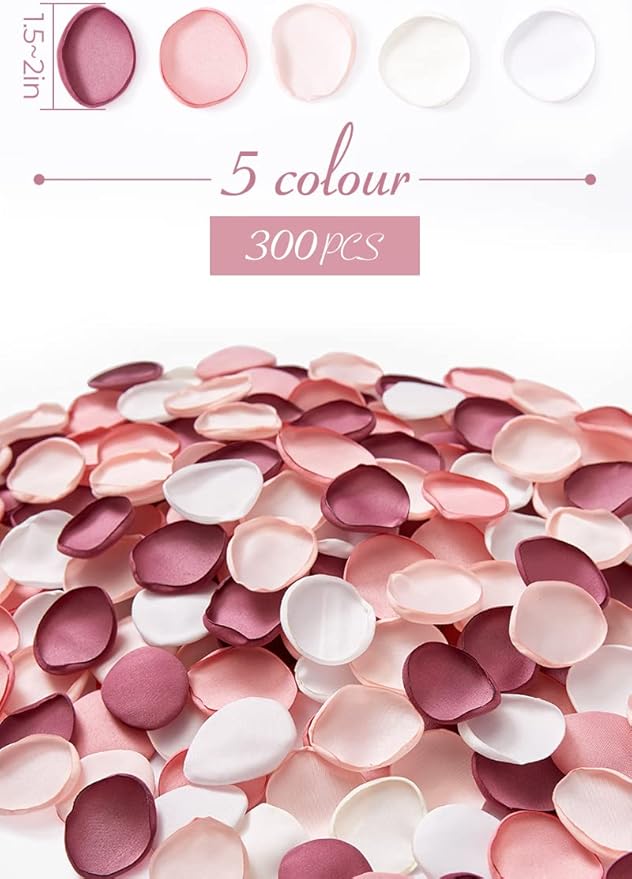 Serwalin 300Pcs Silk Pink Rose Petals Artificial Flower Petals - Image 6