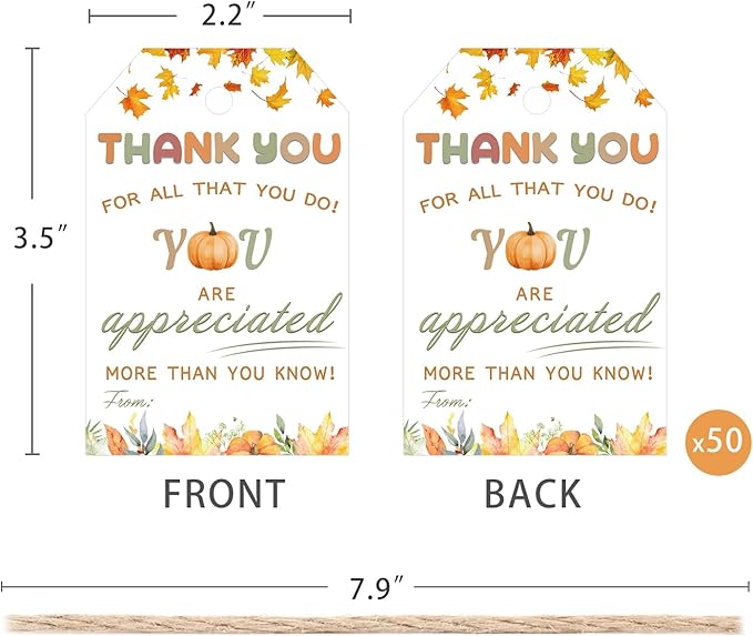 50pcs Thanksgiving Thank You Gift Tags, Friendsgiving Favor Tags - Image 2