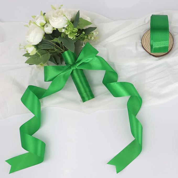 Green Solid Satin Ribbon 1-1/2 Inch 25 Yards Solid Polyester Fabric Ribbon - Image 6