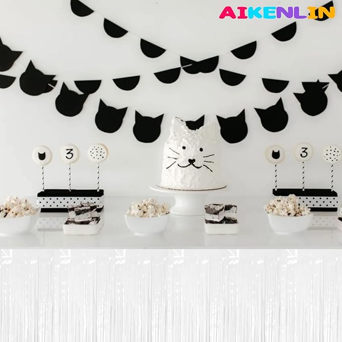 6 Pack 29x108 Inch Metallic Foil Fringe Tinsel Table Skirts Banner - Image 3