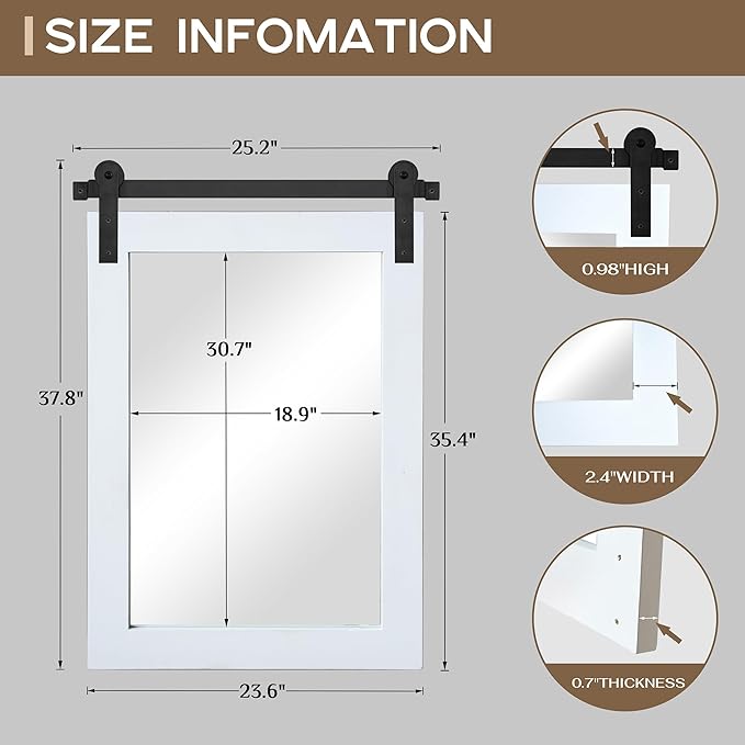 COGOOD Farmhouse Barn Door Mirror - Image 5