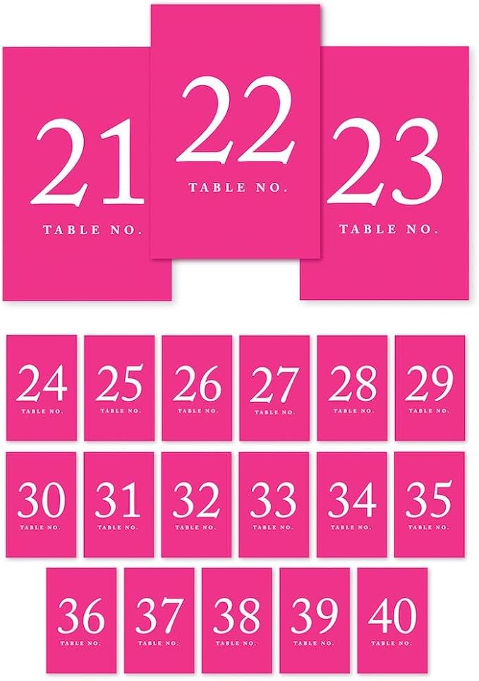 Andaz Press Table Numbers 21-40 on Perforated Paper, 4x6-inch Single Sided Sign by AndazPress